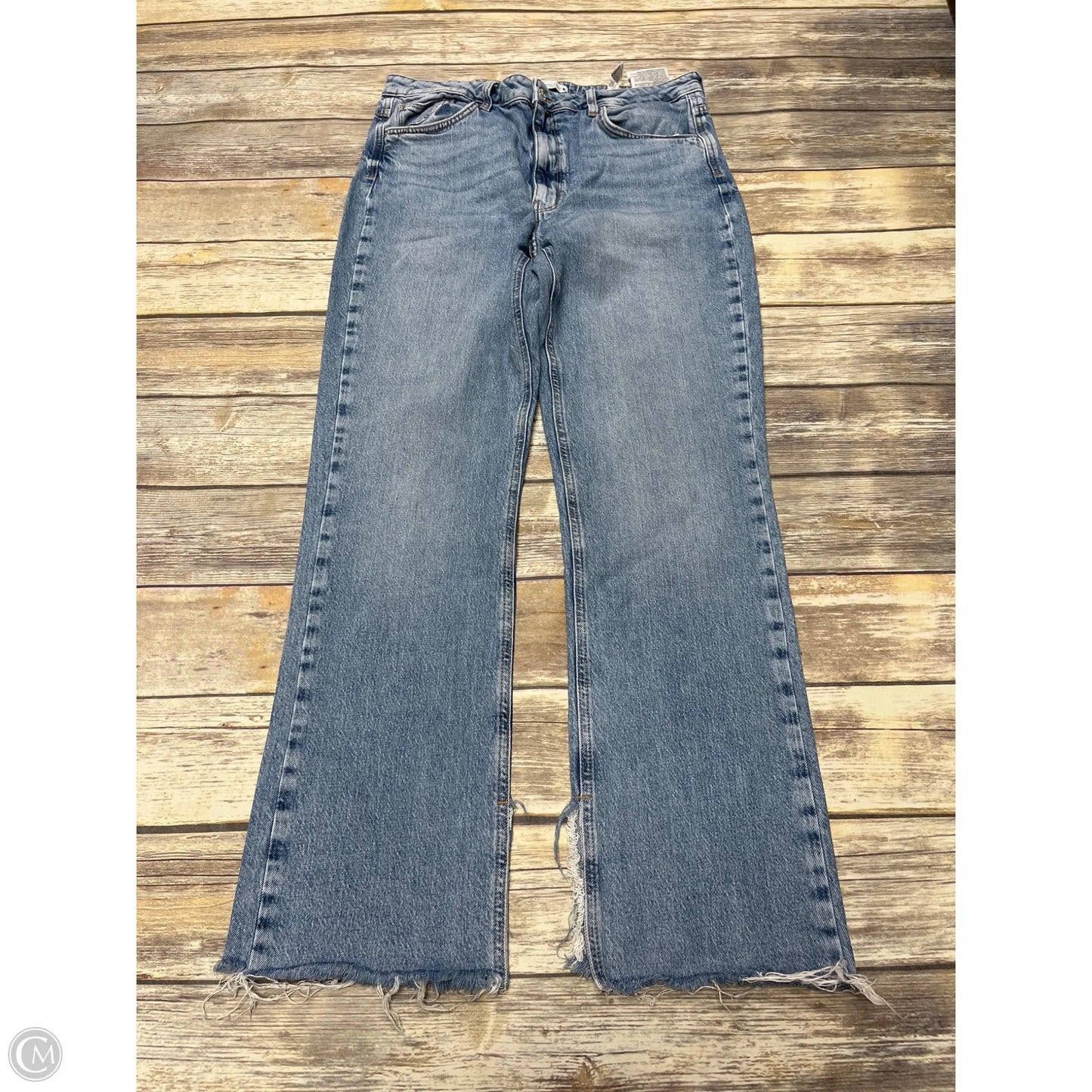 Jeans Straight By Zara In Blue Denim, Size: 12