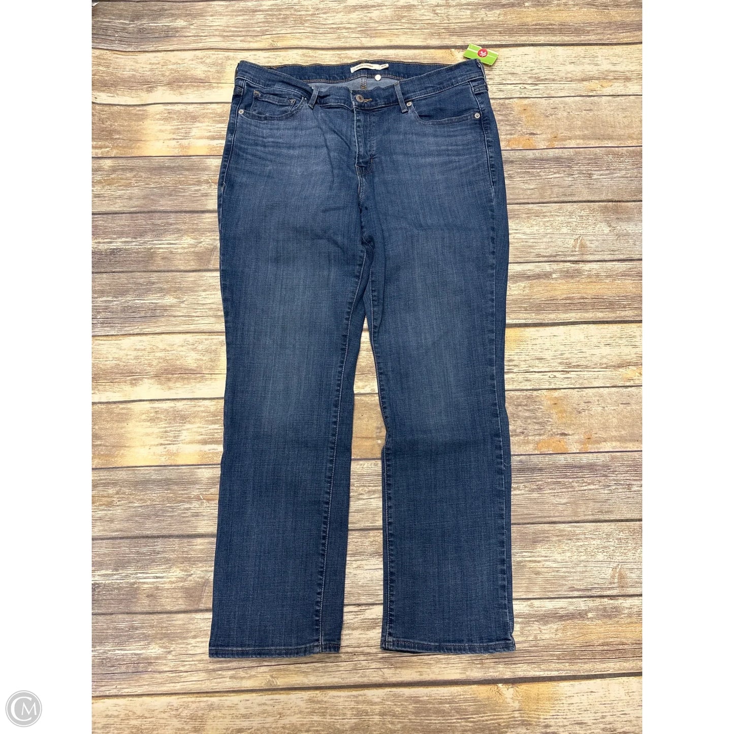 Jeans Straight By Levis In Blue Denim, Size: 16