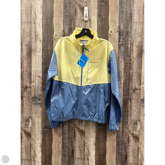 Jacket Windbreaker By Columbia In Blue & Yellow, Size: M