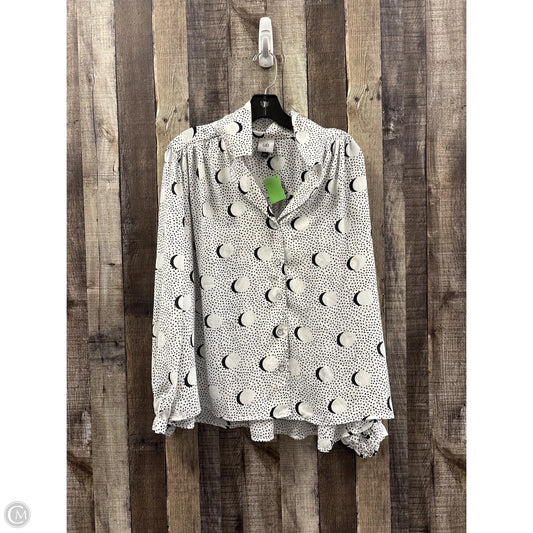 Top Long Sleeve By Cabi In Black & White, Size: L