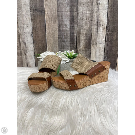 Sandals Heels Wedge By Crown Vintage In Brown, Size: 8.5