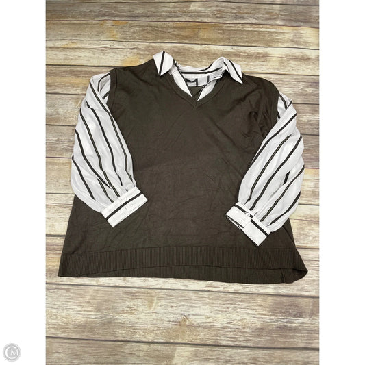 Top Long Sleeve By Adrianna Papell In Nautical Print, Size: 1x