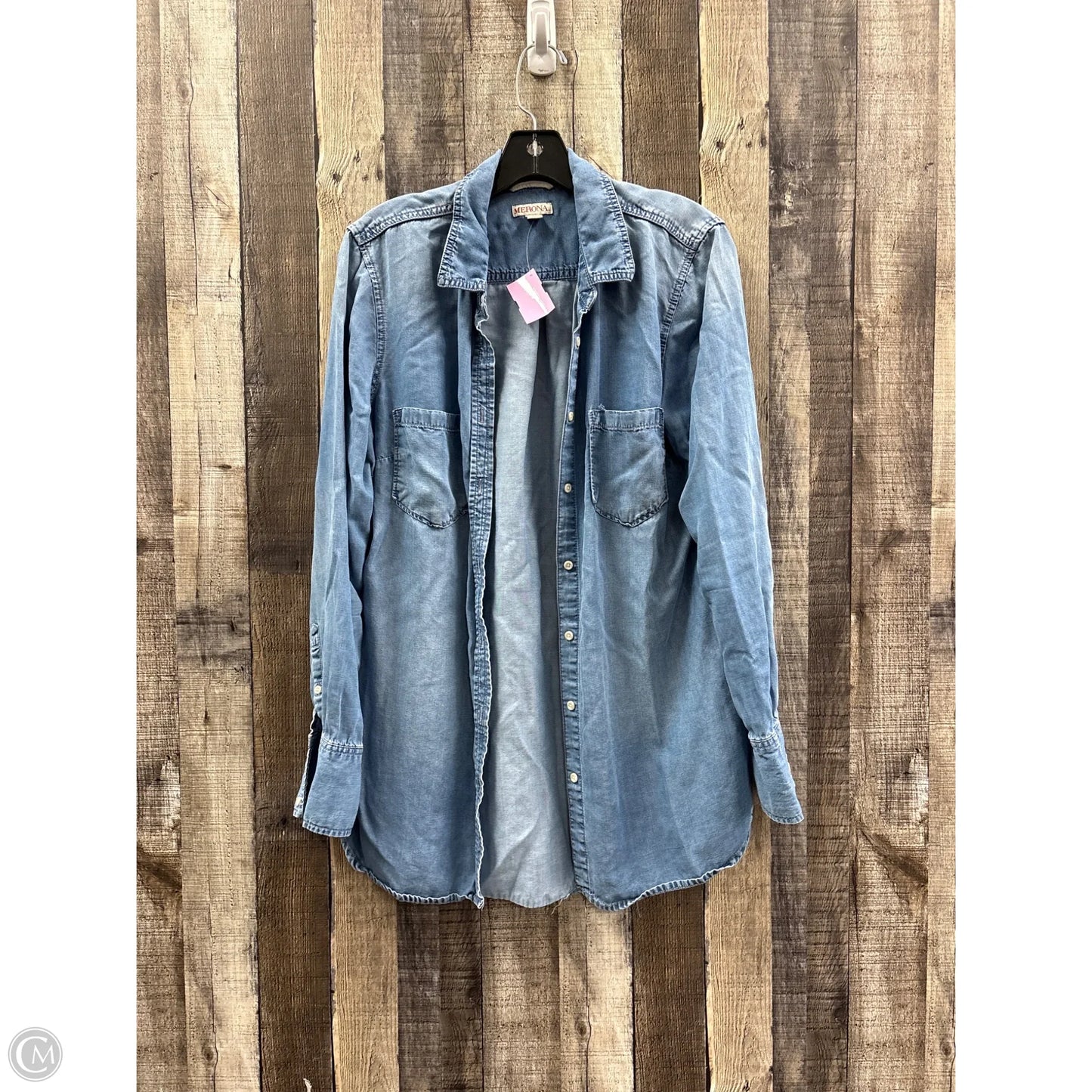 Top Long Sleeve By Merona In Blue, Size: L