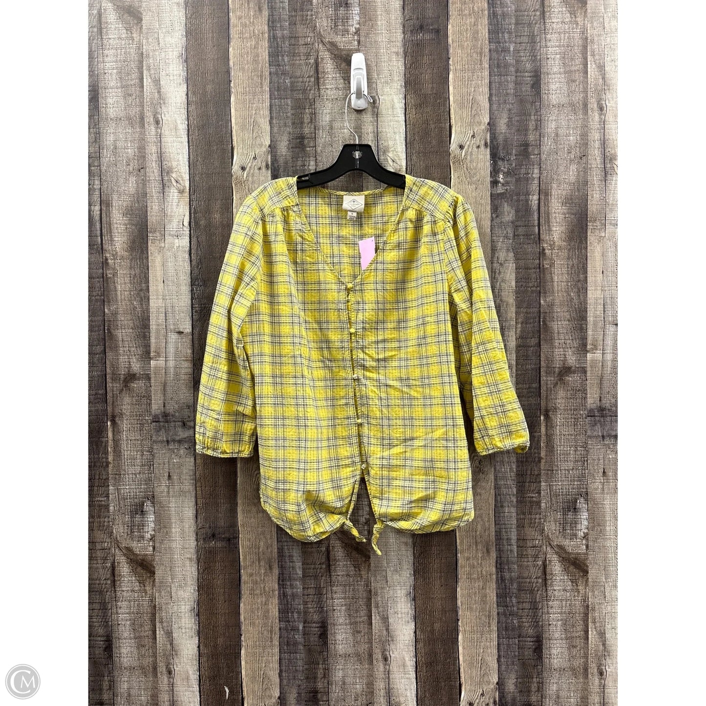 Top Long Sleeve By St Johns Bay In Yellow, Size: M