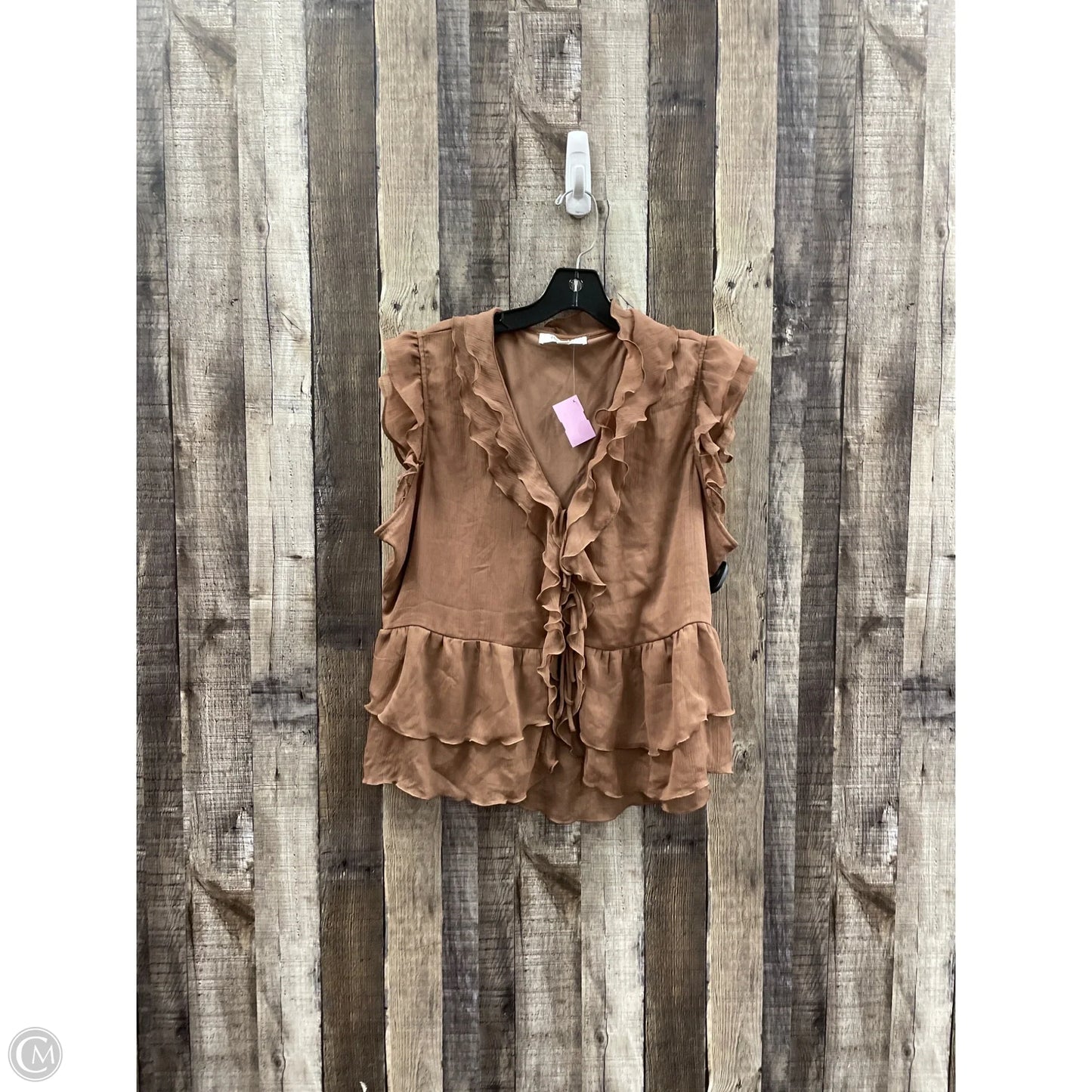Top Sleeveless By Cme In Brown, Size: L