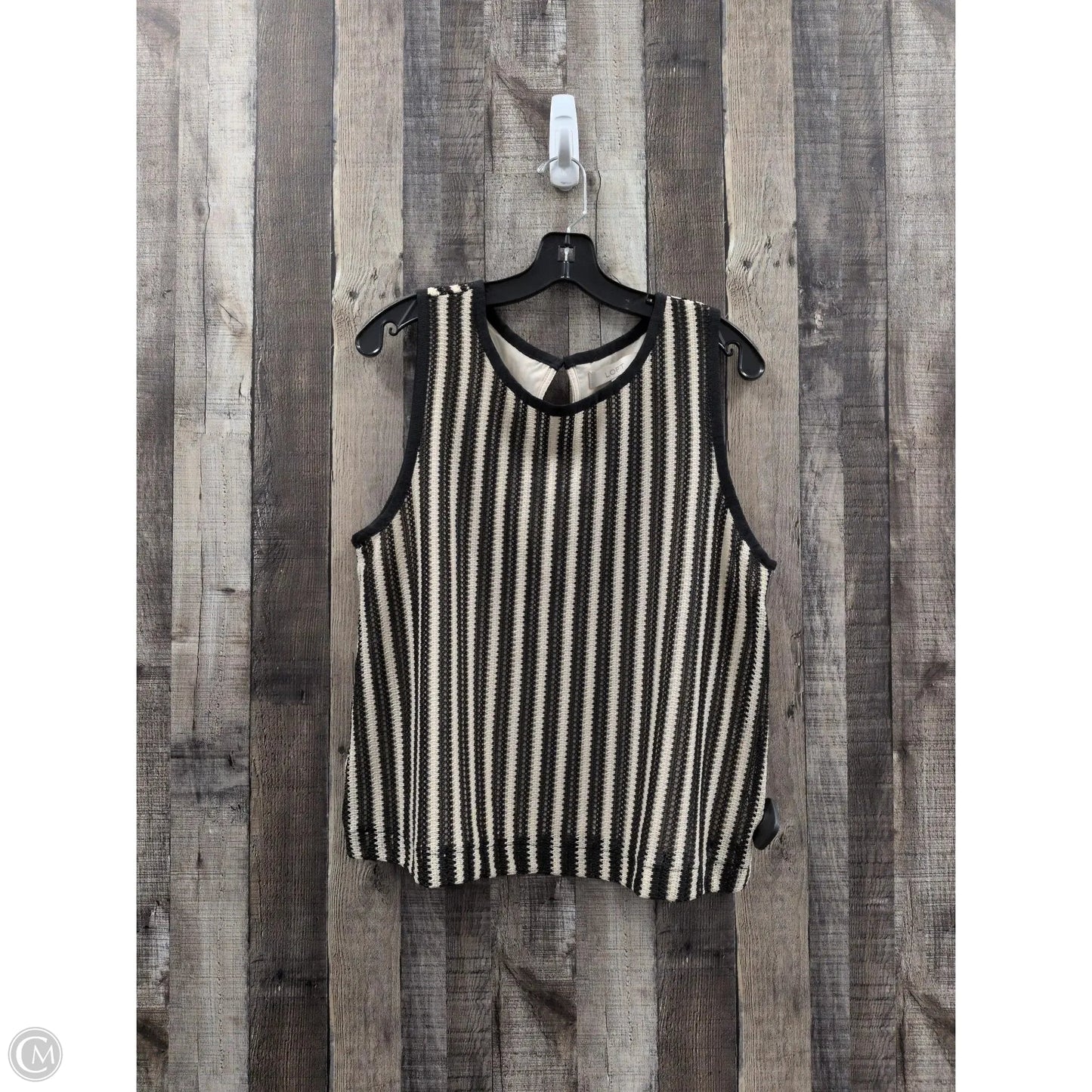 Top Sleeveless By Loft In Black & Cream, Size: L