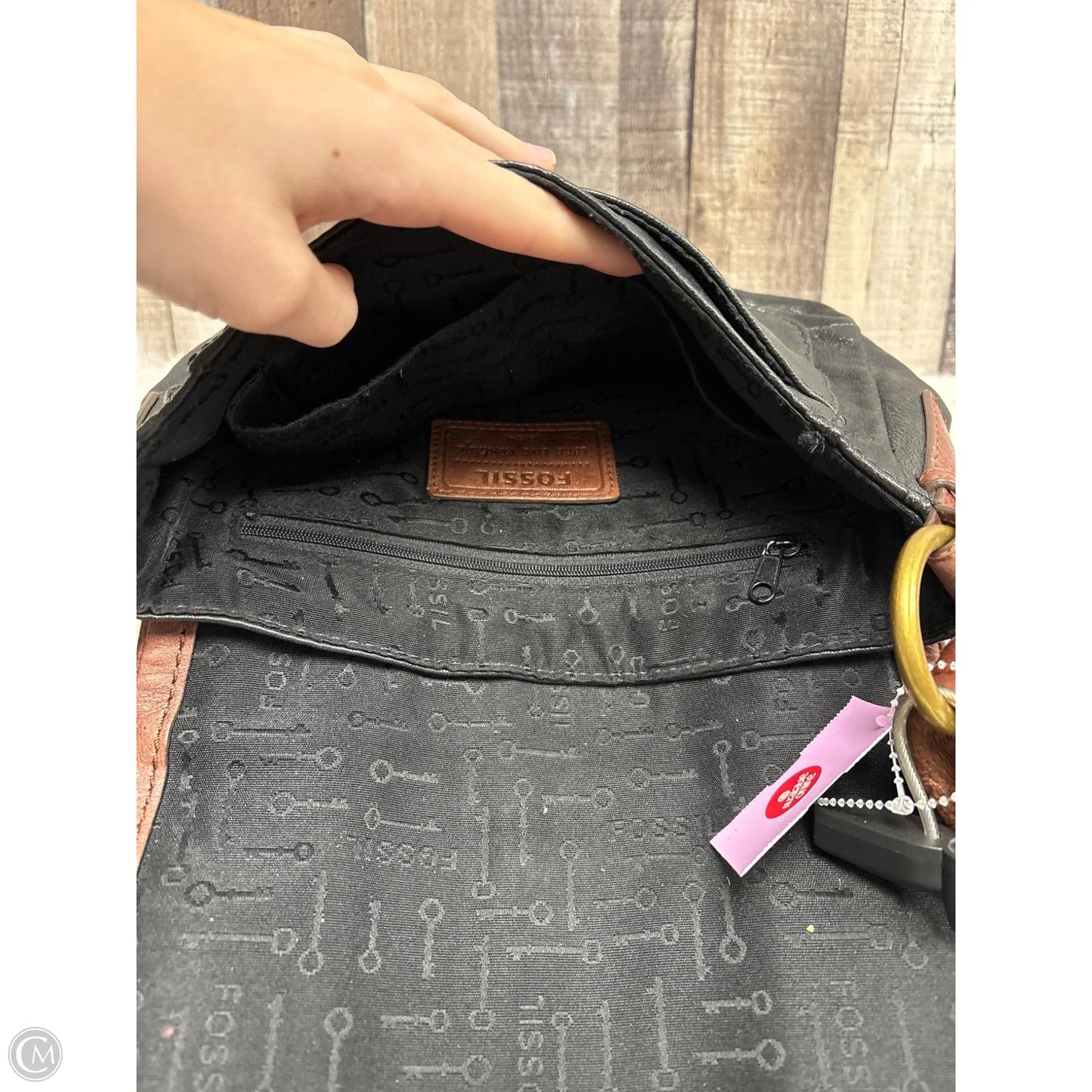 Crossbody Leather By Fossil, Size: Medium