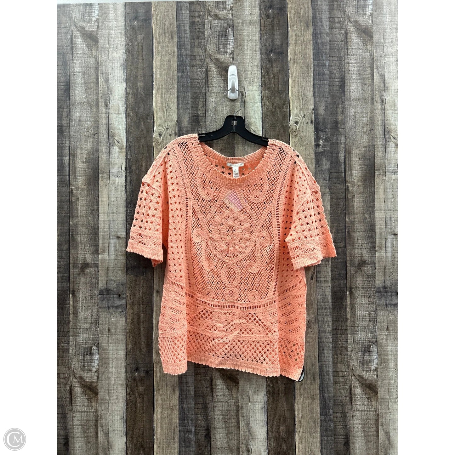 Top Short Sleeve By Cato In Peach, Size: Xl