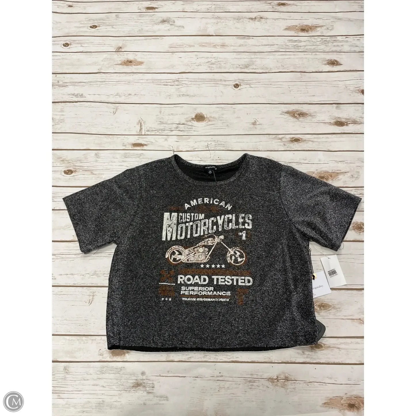 Top Short Sleeve By Originality In Silver, Size: M