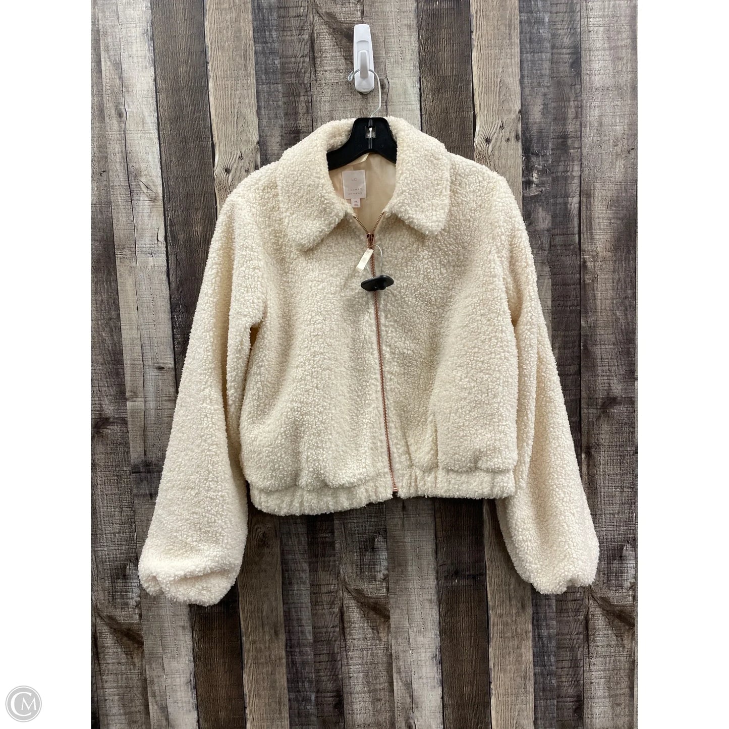 Jacket Faux Fur & Sherpa By Lc Lauren Conrad In Cream, Size: M
