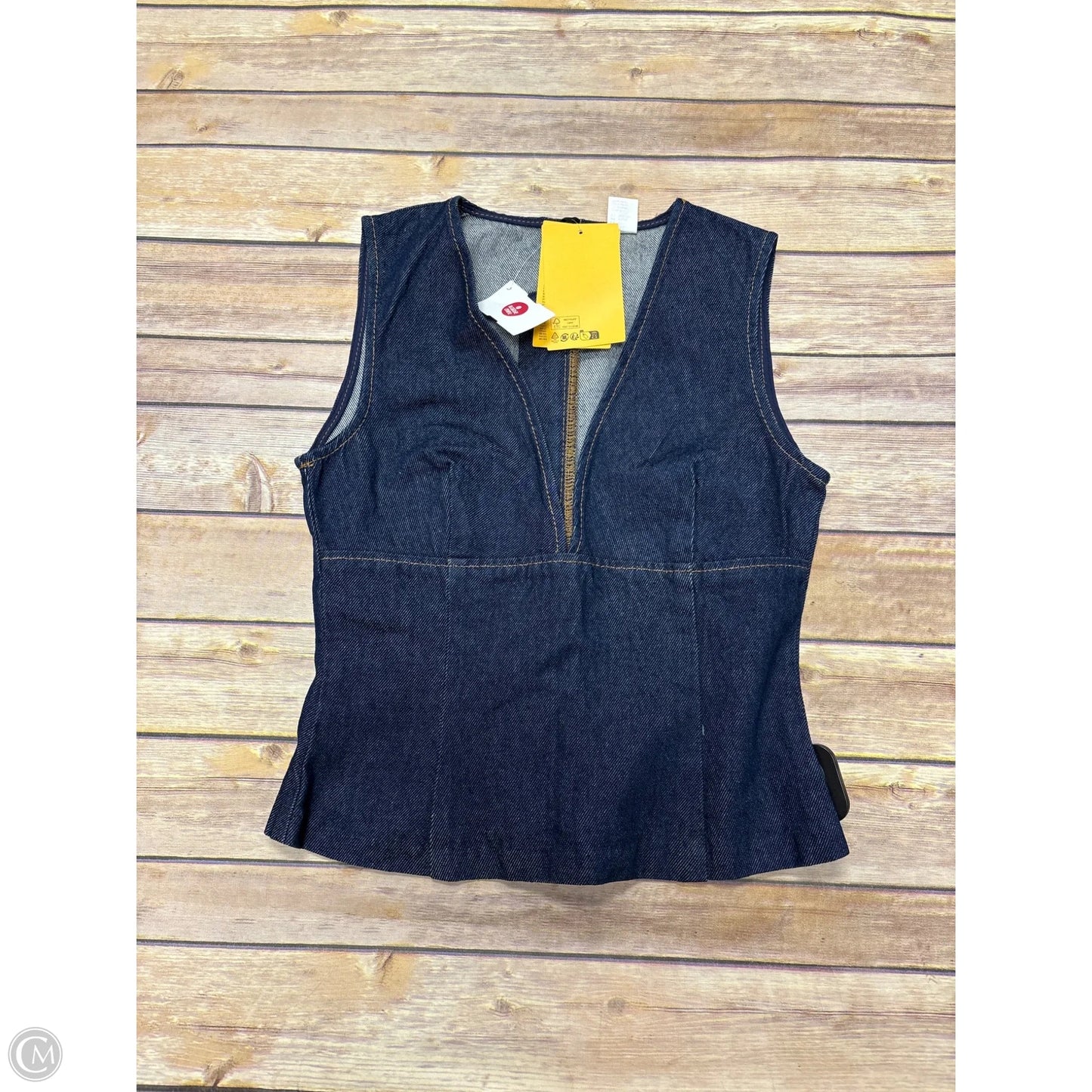 Top Sleeveless By Divided In Blue Denim, Size: Xxs