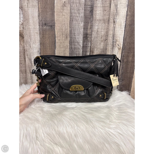 Handbag Leather By Fossil, Size: Medium