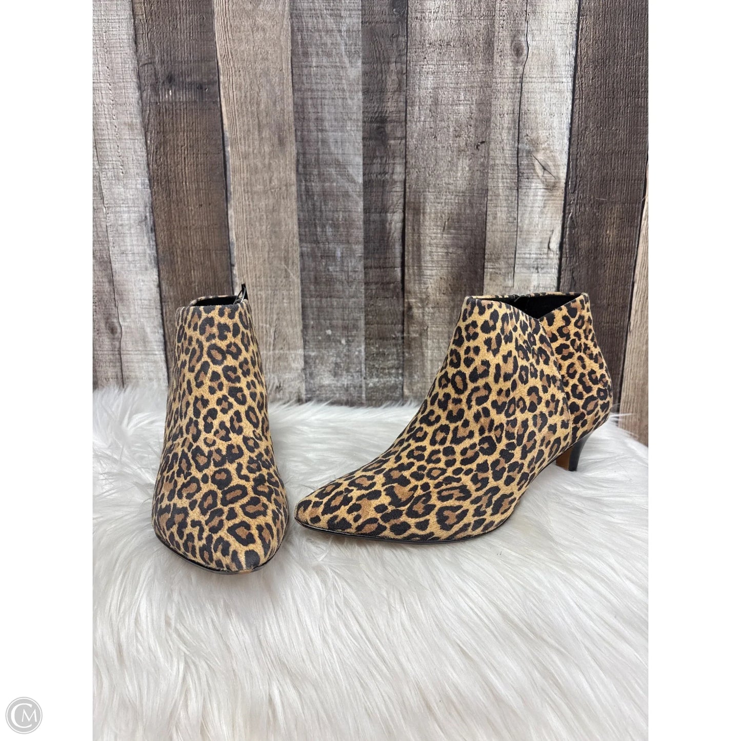 Boots Ankle Heels By Clarks In Animal Print, Size: 9.5