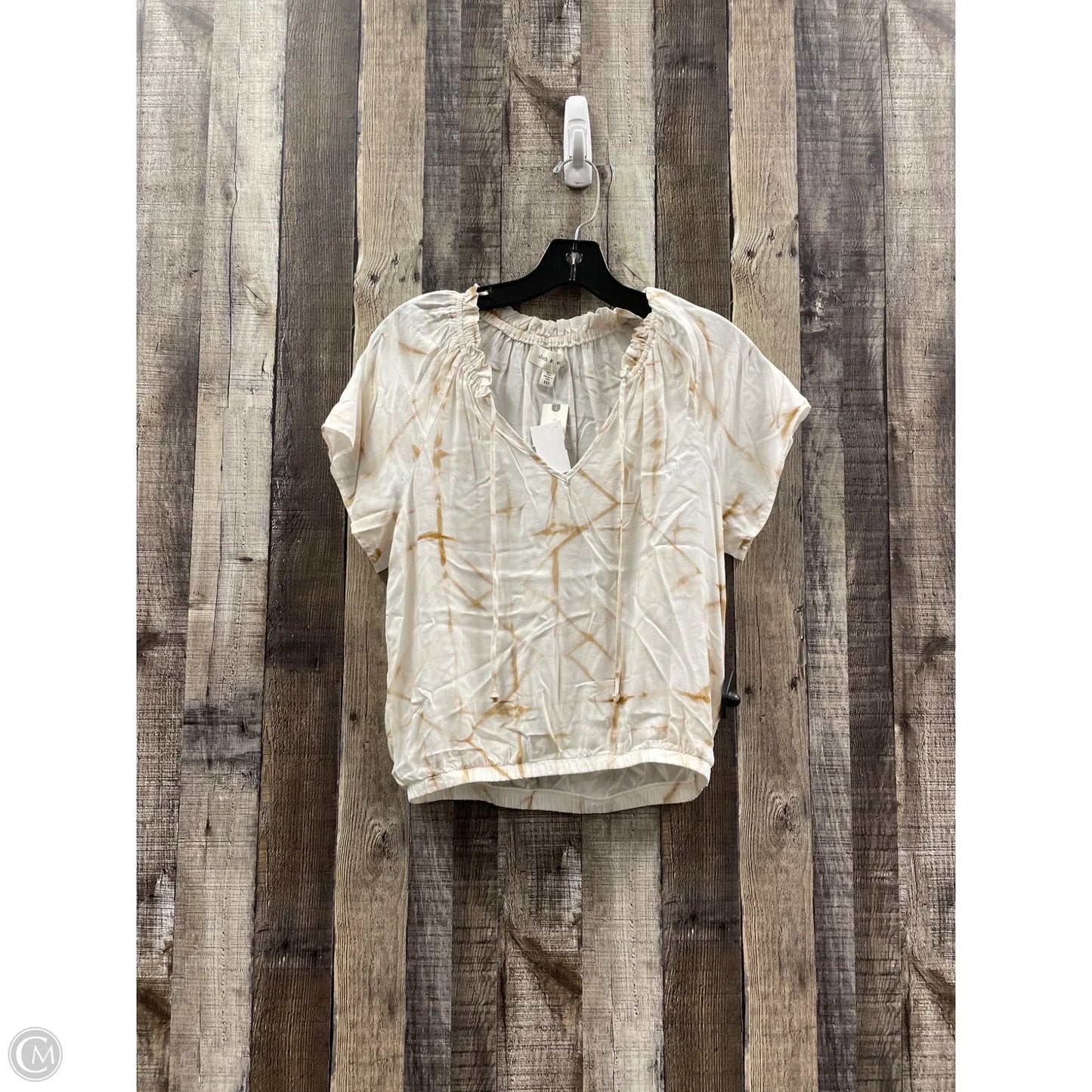 Top Short Sleeve By Cloth & Stone In Brown & White, Size: Xxs