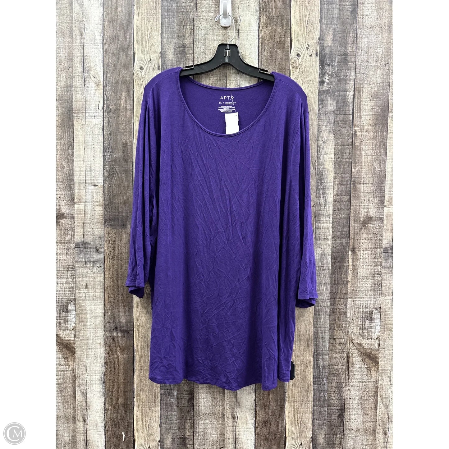 Top 3/4 Sleeve Basic By Apt 9 In Purple, Size: 3x