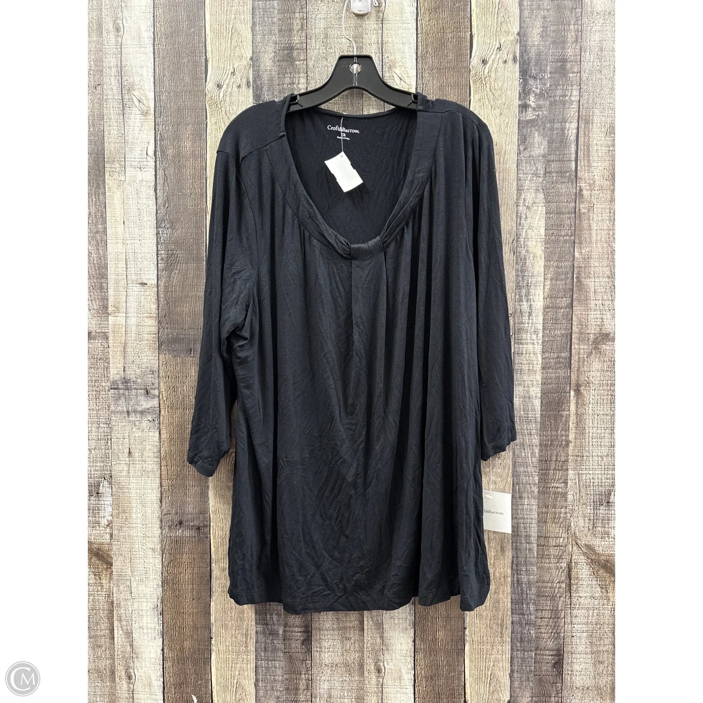 Top Long Sleeve By Croft And Barrow In Black, Size: 2x