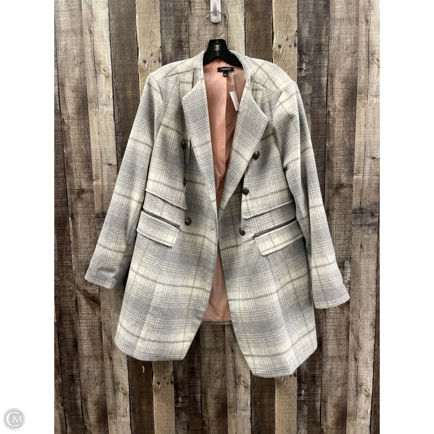 Coat Peacoat By Torrid In Grey & White, Size: Xl