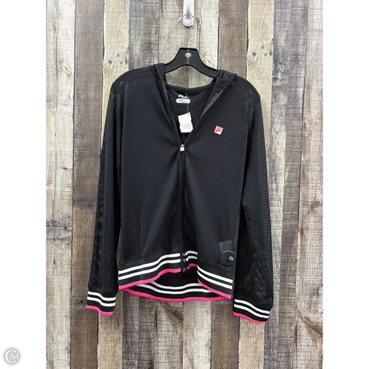 Athletic Top Long Sleeve Hoodie By Fila In Black, Size: M