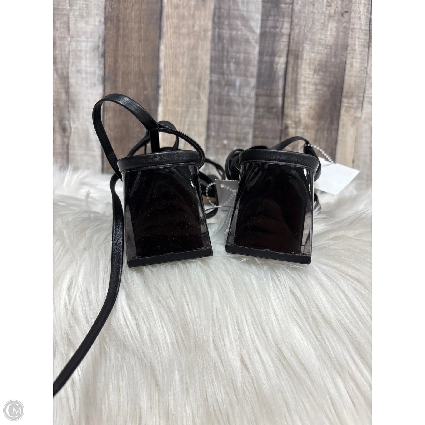 Sandals Heels Block By Deltan In Black, Size: 9