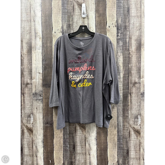 Top Long Sleeve By Kim Rogers In Grey, Size: 3x
