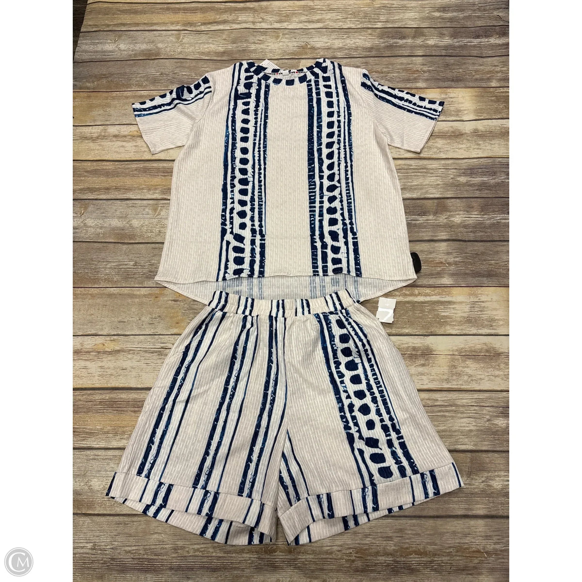 Pants Set 2pc By Exclusive In Blue & White, Size: S