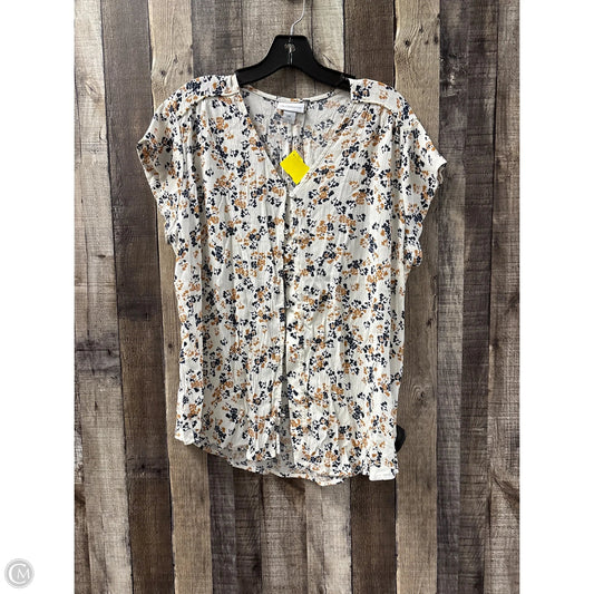 Top Short Sleeve By Liz Claiborne In Floral Print, Size: Xxl