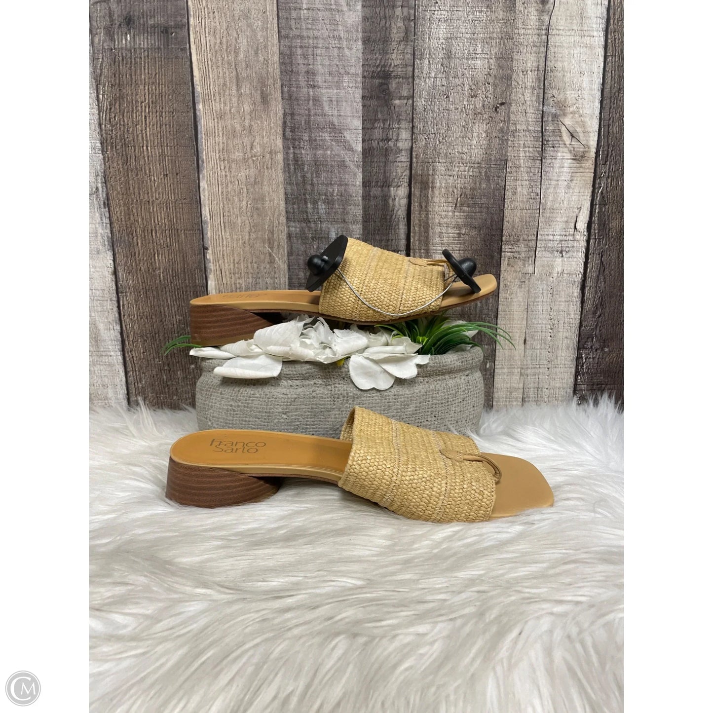 Sandals Heels Block By Franco Sarto In Brown, Size: 10