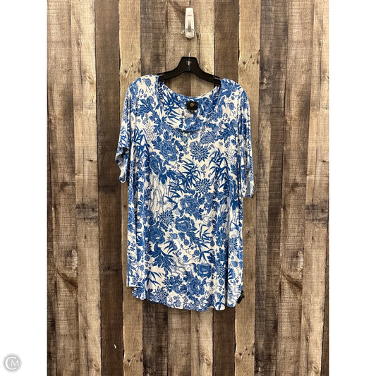 Top Short Sleeve By Jm Collections In Blue, Size: 3x