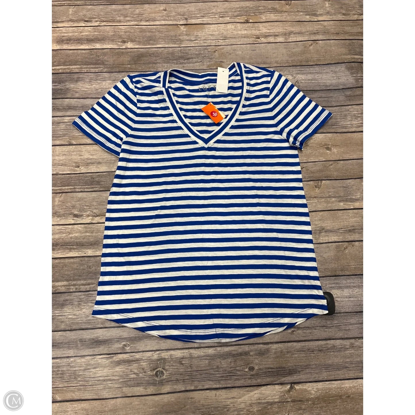Top Short Sleeve By Loft In Blue & White, Size: S