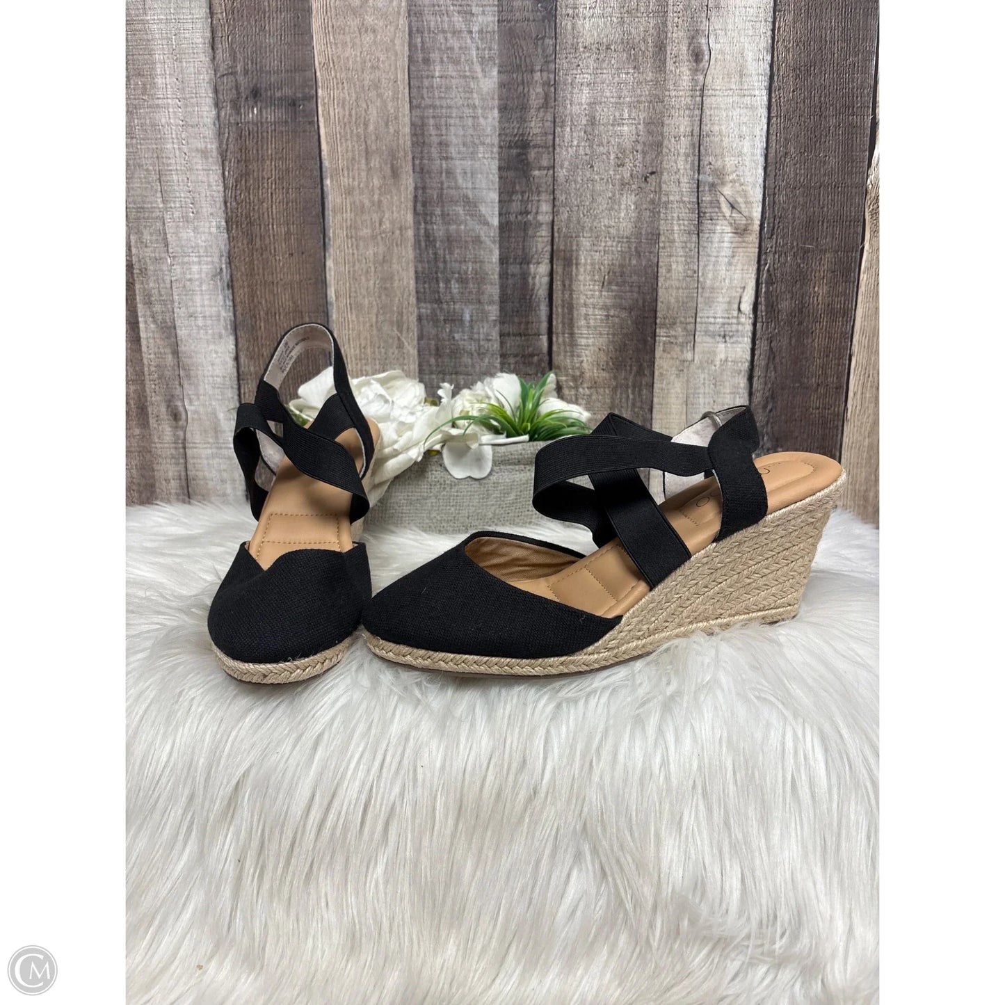 Sandals Heels Wedge By Me Too In Black, Size: 10