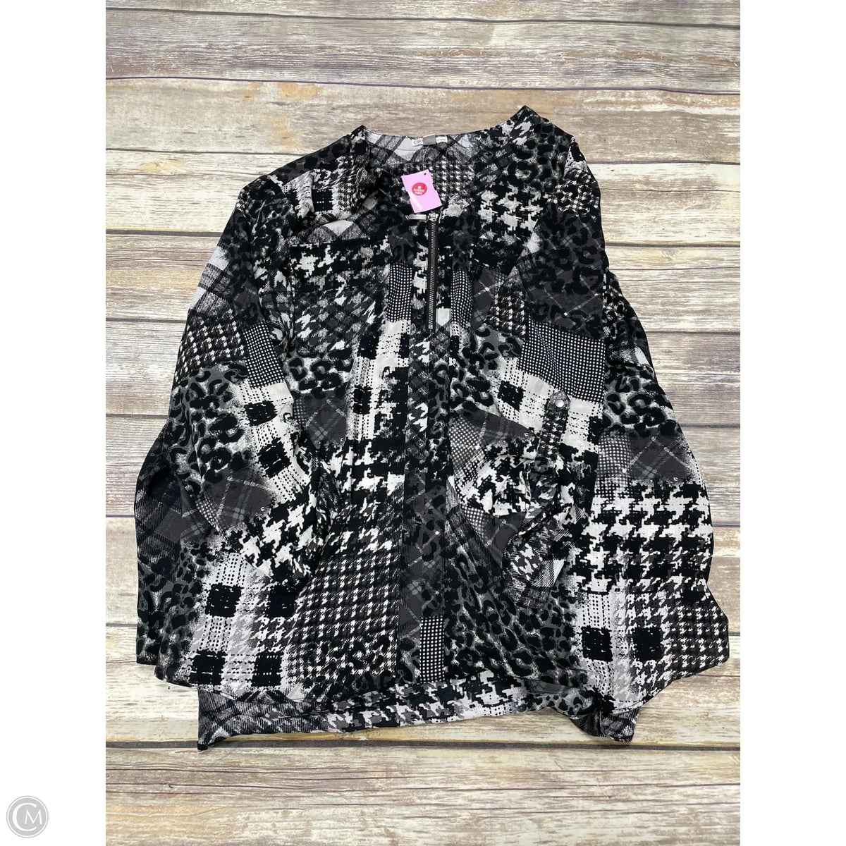 Top 3/4 Sleeve By Cato In Black, Size: 18