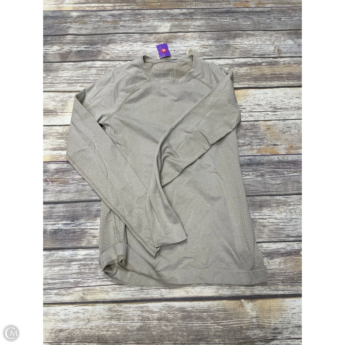 Athletic Top Long Sleeve Collar By Cme In Brown, Size: S
