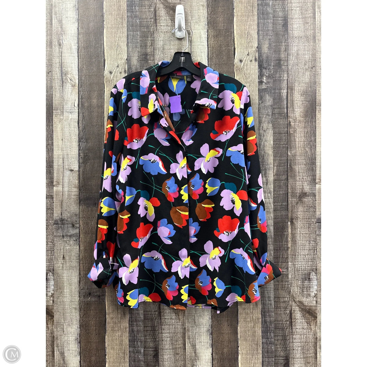 Top Long Sleeve By Halogen In Black, Size: 1x