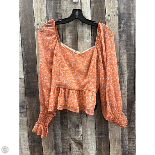 Top Long Sleeve By Peach Love Cream California In Orange, Size: L
