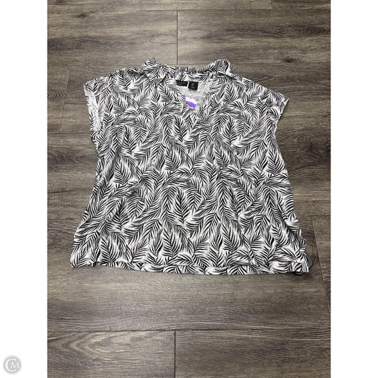 Top Short Sleeve By Tahari In Black & White, Size: L