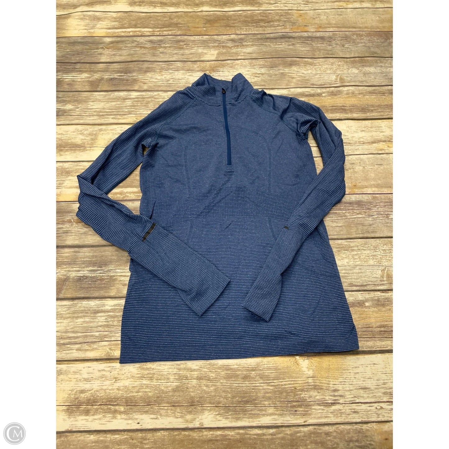 Athletic Top Long Sleeve Collar By Lululemon In Blue, Size: S