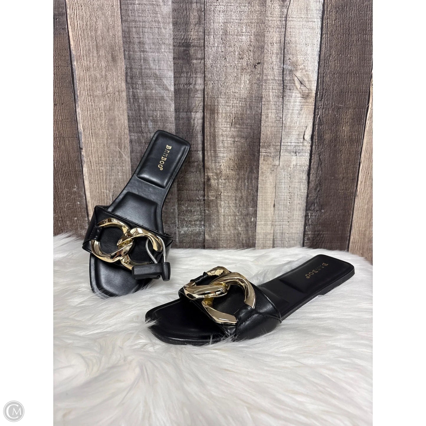 Sandals Flats By Bamboo In Black, Size: 9