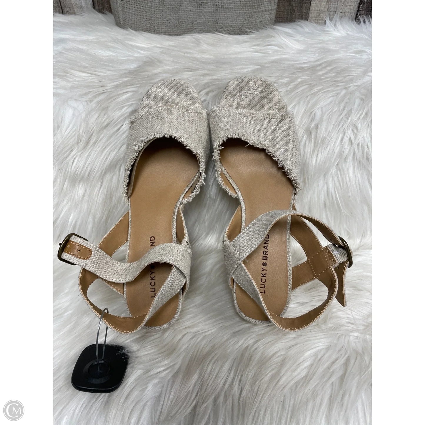 Sandals Heels Wedge By Lucky Brand In Tan, Size: 6.5