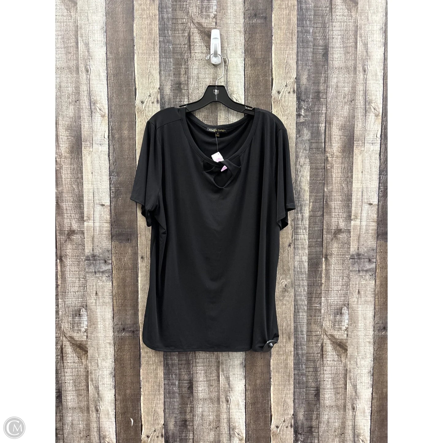 Top Short Sleeve By Always Indigo In Black, Size: 3x