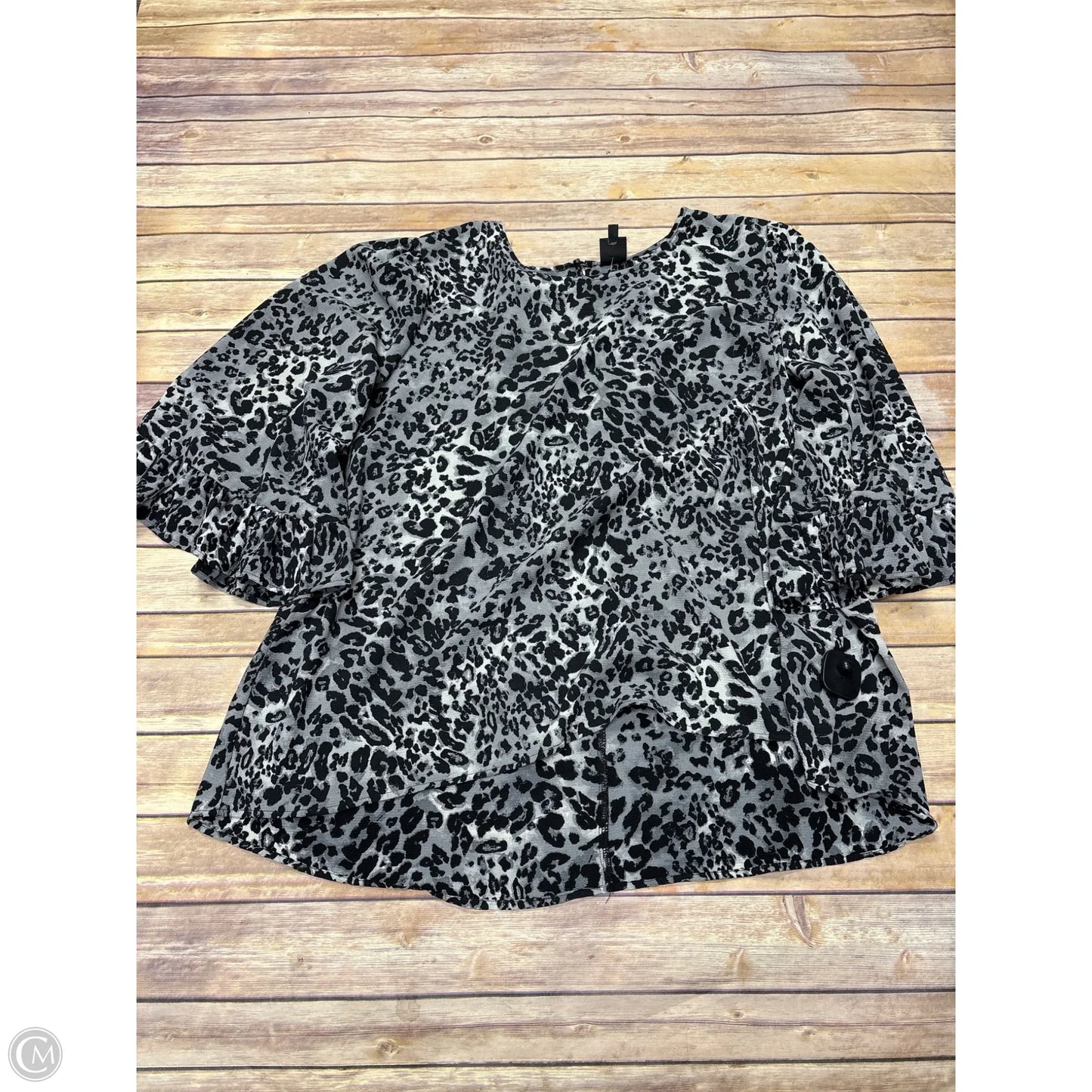 Top 3/4 Sleeve By Bobeau In Grey, Size: 2x