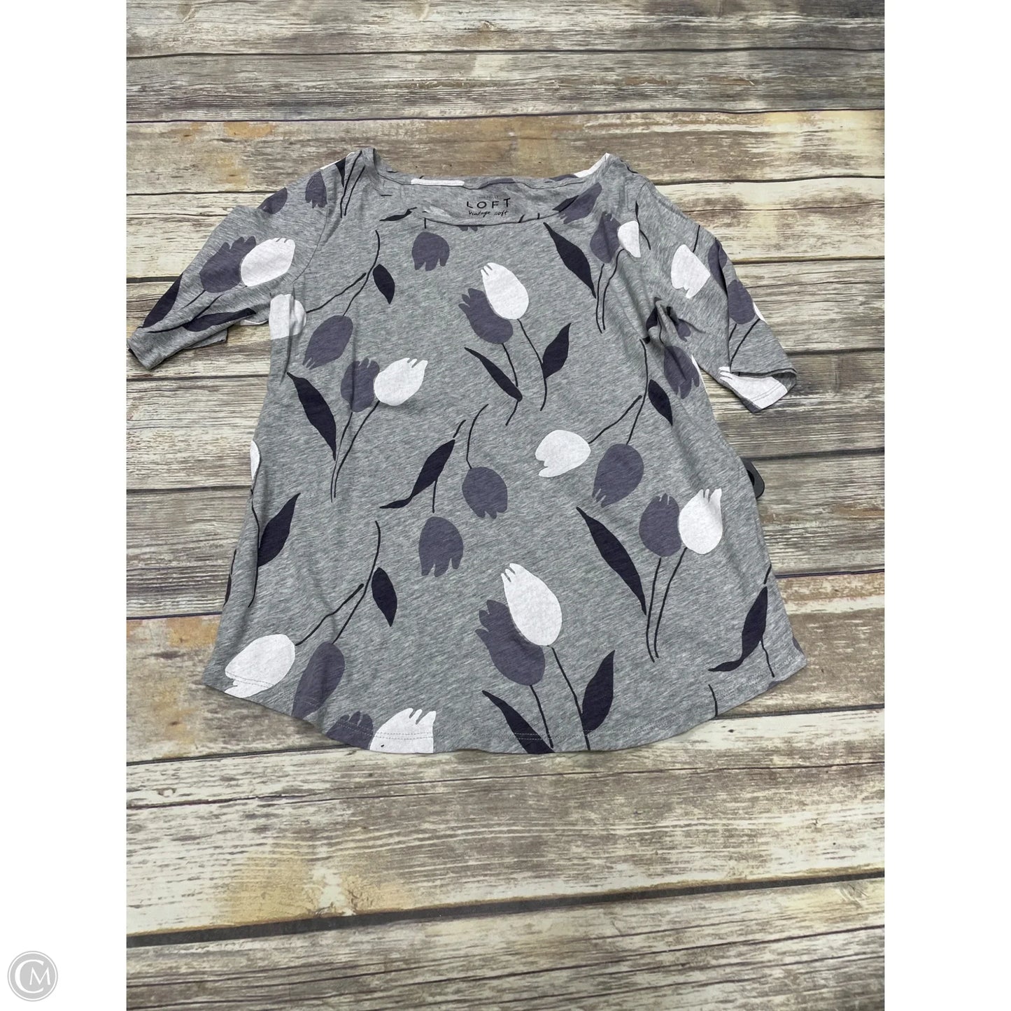 Top Short Sleeve Basic By Loft In Grey, Size: S