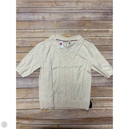 Sweater Short Sleeve By Moth In Cream, Size: L