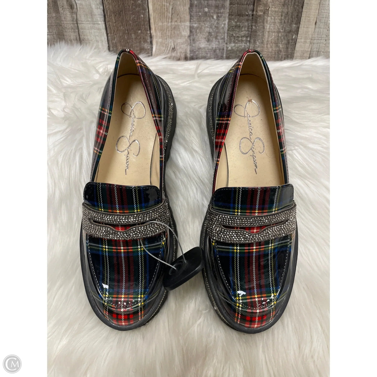 Shoes Heels Platform By Jessica Simpson In Plaid Pattern, Size: 8