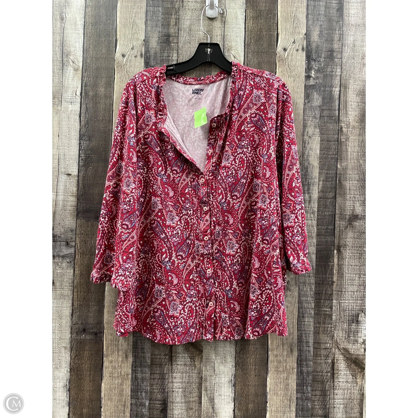 Top 3/4 Sleeve By Lands End In Red, Size: 2x