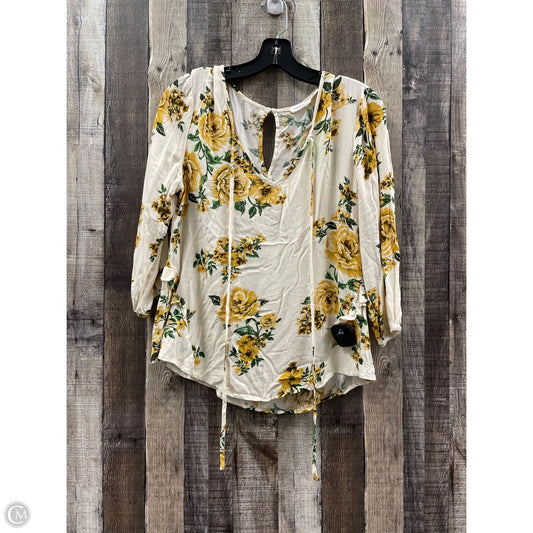 Top Long Sleeve By Blu Pepper In Floral Print, Size: M
