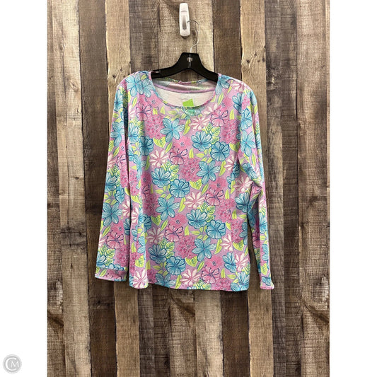 Athletic Top Long Sleeve Collar By Cme In Floral Print, Size: L