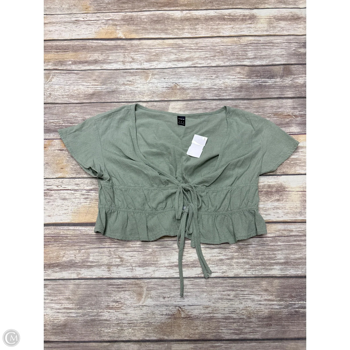Top Short Sleeve By Shein In Green, Size: S