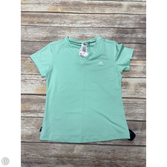 Athletic Top Short Sleeve By Adidas In Green, Size: M