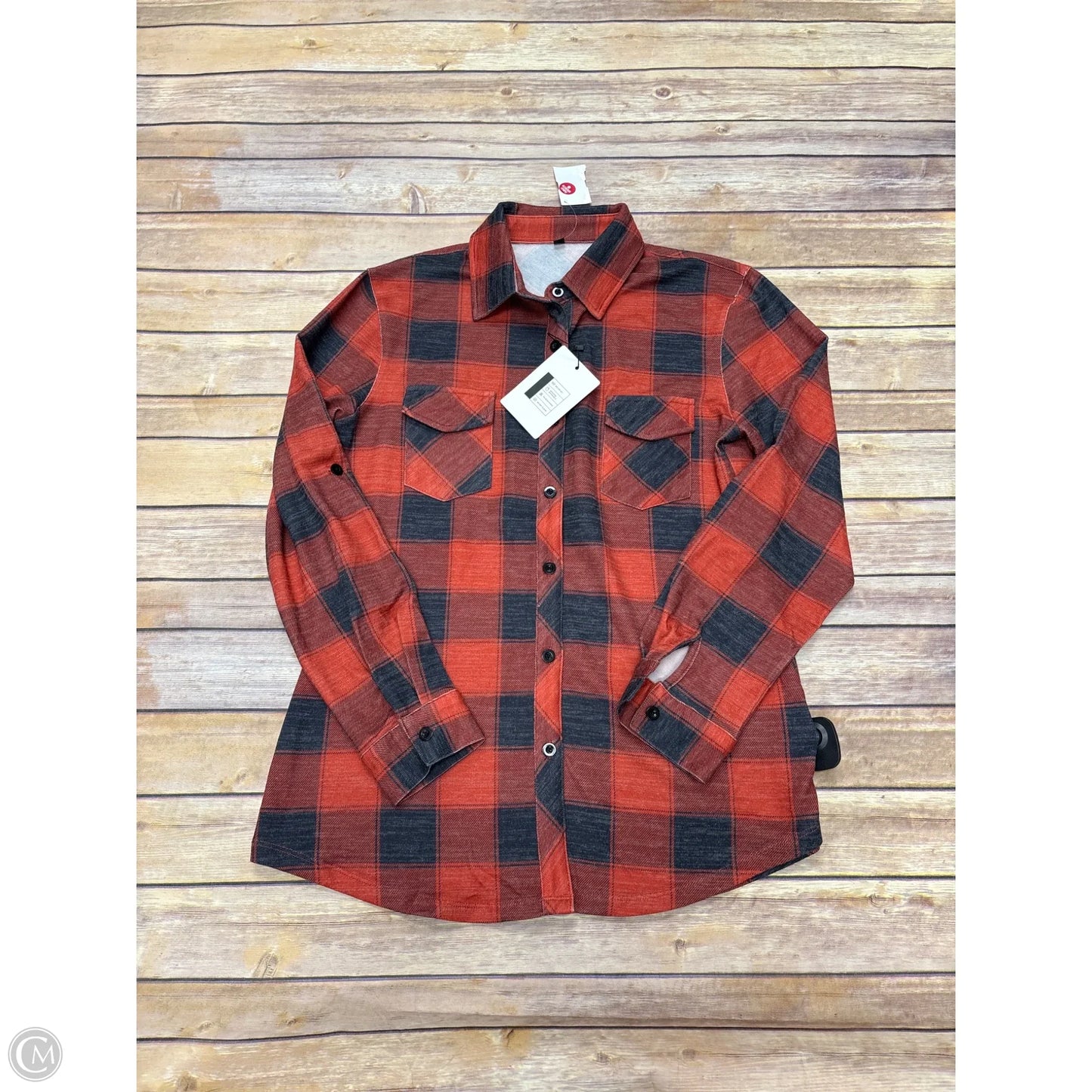 Top Long Sleeve By Cmf In Plaid Pattern, Size: S