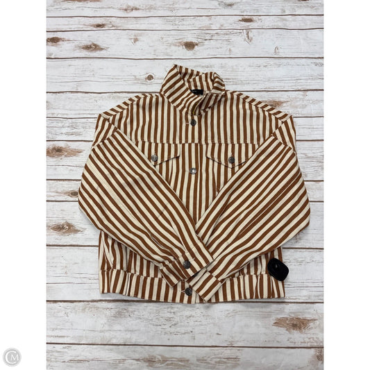 Jacket Shirt By Miss Love In Striped Pattern, Size: S